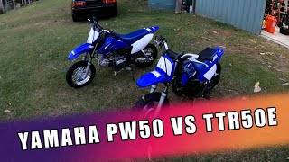 Yamaha PW50 VS TTR50E Comparison [upl. by Etam173]