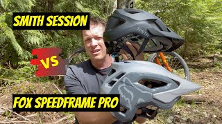 Smith Session vs Fox Speedframe Pro mountain bike helmet reviews Then we hit the trails [upl. by Nnarefinnej]