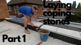 Laying concrete coping stone Part 1 [upl. by Stoller]