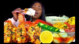 SEAFOOD BOIL MUKBANG LOBSTER TAIL MUKBANG SEAFOOD ALFREDO  CHEESE SAUCE MUKBANG [upl. by Calvano214]