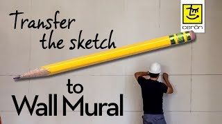 How to Transfer Sketch to Wall Mural  Making the grid for a mural easily [upl. by Teillo]