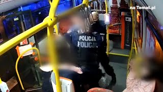 INTERWENCJA POLICJI w Jeleniej Górze Nagranie z monitoringu autobusu [upl. by Hollie742]