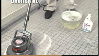 Oreck Commercial Orbiter Floor Machine Porcelain Ceramic Tile amp Grout Cleaning [upl. by Afira]