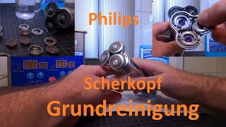 Scherkopf Rasierer reinigen 👷Philips Grundreinigung S 9000  4M [upl. by Fechter]