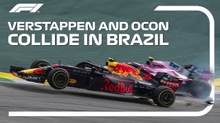 Verstappen And Ocon Collide  2018 Brazilian Grand Prix [upl. by Enixam]