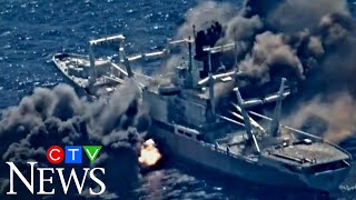 Watch this decommissioned US Navy ship get blown up during a military training exercise [upl. by Pineda]