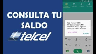 Como saber el SALDO y datos restantes en TELCEL [upl. by Llyrehc]