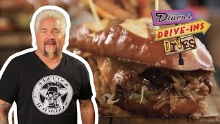 Guy Fieri Tries the Food From His OWN Vegas Restaurant  Diners DriveIns and Dives  Food Network [upl. by Nivlac]