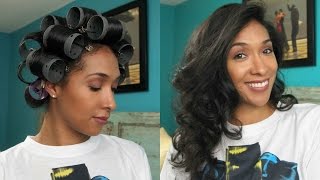 Curly To Straight Hair Roller Set [upl. by Neerhtak]