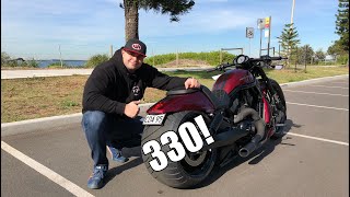 Harley Davidson VRod custom Night Rod 330 rear tire amp Review [upl. by Imorej]