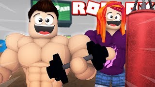 HOW TO BE the STRONGEST ROBLOX PLAYER Weight Lifting Simulator with my Little Sister [upl. by Rabjohn]