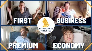 AMAZING Singapore Airlines Flight In All Four Classes First Class Business Premium amp Economy [upl. by Airrat421]