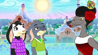 Wolf and Seven Little Goats  Barcelona City Adventure  KONDOSAN English Bedtime Stories for Kids [upl. by Paquito]