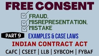 Fraud  Misrepresentation  Mistake  Free Consent  Indian Contract Act  Caselaws  Example [upl. by Anik113]