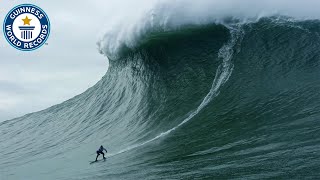 Largest wave surfed  Guinness World Records [upl. by Kinelski]