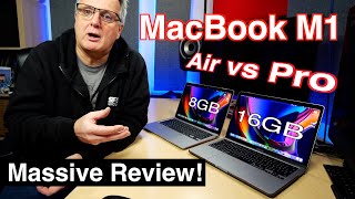 MacBook Air M1 vs MacBook Pro M1 2021 8GB vs 16GB Full review and real performance demos [upl. by Ahsiekyt408]