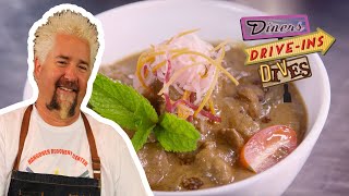 Guy Fieri Tries a Beer Battered Burger  Diners DriveIns and Dives  Food Network [upl. by Opalina]