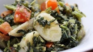 Jamaican Callaloo With Green Bananas amp Coconut Milk [upl. by Oirifrop397]