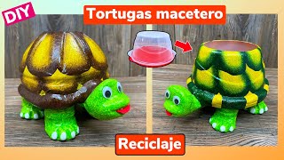 DIY  Cómo hacer TORTUGAS para macetas o para lápices  Reciclaje [upl. by Nimsaj]