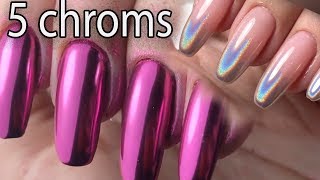 5 WAYS to do chrome nailsEasy chrome nails tutorial [upl. by Yllet]