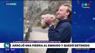 Sigue detenido el joven que arrojó una piedra al embudo del dique San Roque [upl. by Warrick]