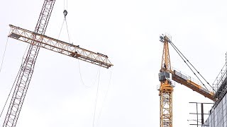 Disassembly of a tower crane as seen from below  We bid farewell to tower crane 2 [upl. by Enileve944]