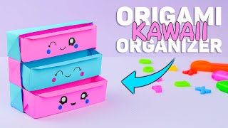 Come fare Portaoggetti in carta Kawaii  DIY Origami Desk Organizer Tutorial [upl. by Rosette58]