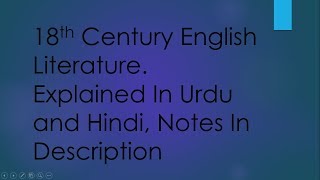 18th Century English Literature in Urdu Characteristics NovelDramaHistoryProsePoetry NotesPDF [upl. by Odlabso]