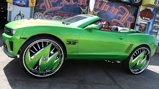 Custom Green Camaro Sits On Massive 32inch Rims [upl. by Onurb]