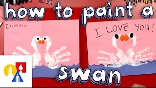 How To Finger Paint Swans  Valentines Card [upl. by Ariaec528]