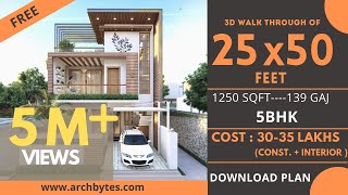 2550 House Design 3D  1250 Sqft  139 Gaj  5 BHK  Modern Design  Terrace Garden  8x15 Meters [upl. by Lienaj]