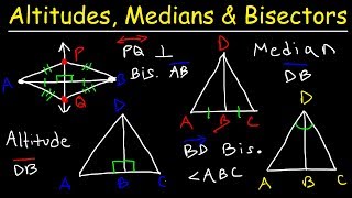 Altitudes Medians Midpoints Angle amp Perpendicular Bisectors [upl. by Wilden]