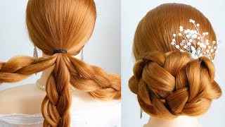 Easy Updos For Long Hair For Beginners  Wedding Hairstyle Bridal [upl. by Halyhs]