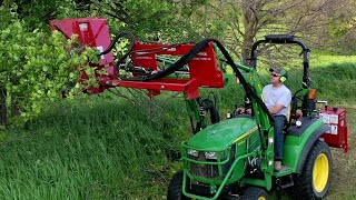 Mow Tree Limbs From Tractor Loader Mounted Rotary Cutter [upl. by Sama78]