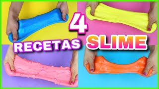 4 RECETAS PARA HACER SLIME  SLIME FÁCIL Y SIN BÓRAX  NatyGloss [upl. by Lleinad]