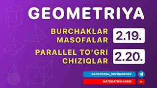 Geometriya 1dars 219Burchaklar masofalar 220 Parallel togri chiziqlar 1dars [upl. by Bastian]