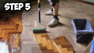 Parquet Floor Restoration EPIC TRANSFORMATION [upl. by Ahsinyt]