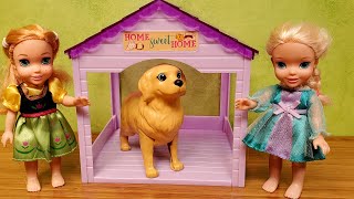 Pet Vet  Elsa amp Anna toddlers take their dog to Barbie the doctor [upl. by Nosraep497]