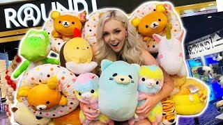 I WON EVERY PRIZE FROM THE CLAW MACHINE ROUND 1 ARCADE WINS [upl. by Mareld259]