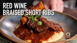 Classic Red Wine Braised Short Ribs Recipe [upl. by Lakym]