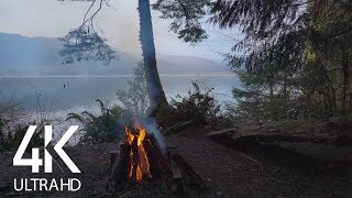 4K Campfire at the Mountain Lake with Calming Crackling Fire Sound  8 Hours [upl. by Tish62]