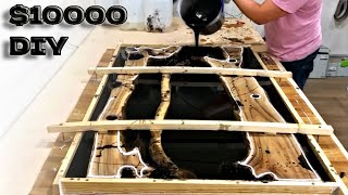 10000 How to make a tableWalnut and epoxy resin table WOODWORKING [upl. by Wesle768]