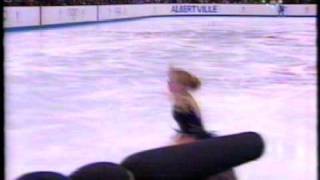 1992 Olympics Tonya Harding triple axel in SP warmup [upl. by Lenoil912]