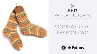 Knit Socks  Lesson TWO  Patons SockALong [upl. by Akiehsat636]