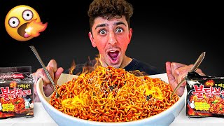 Eating the Worlds SPICIEST Noodles  Korean Noodle Challenge [upl. by Seidule]