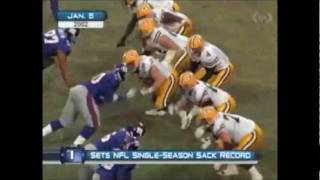 Video Of Michael Strahan quotBreakingquot The Sack Record The Most Bogus In All Of Sports [upl. by Enialed]