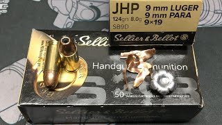 Sellier and Bellot 9mm JHP 124gr expansion and accuracy testing [upl. by Yorle]