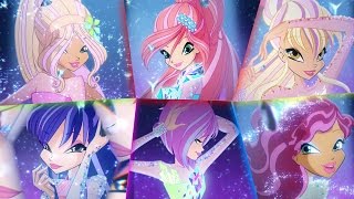 Winx Club  All Transformations up to Tynix in Split Screen HD [upl. by Nirol]