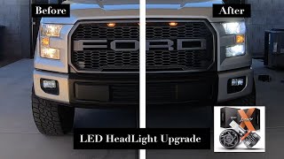 2016 Ford F150 LED HeadLight Bulb Conversion Before amp After [upl. by Ikaz]