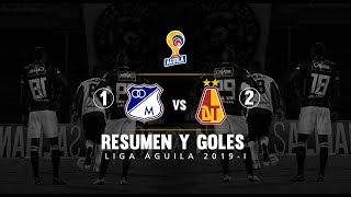 Millonarios vs Tolima resumen y goles del partido 12  Liga Águila 2019I [upl. by Doelling355]